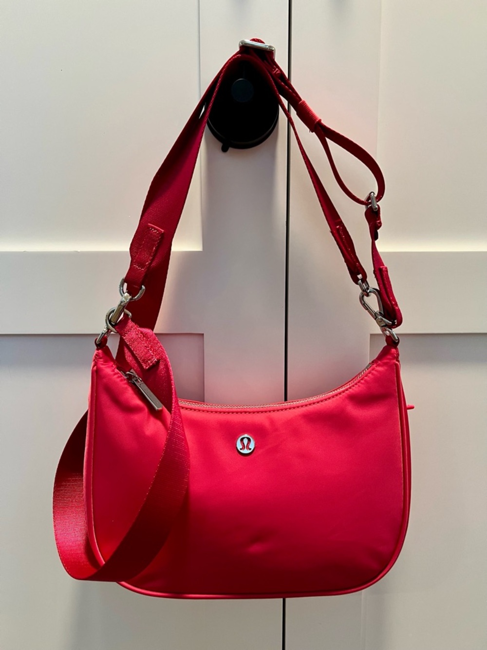 🍋Lululemon Hot Pink Nylon Crossbody Shoulder Bag with Adjustable & Short Strap